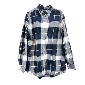 Chaps Performance Button Down Plaid Shirt Size Large